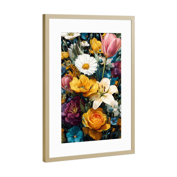 Poster mit Rahmen Gold "Gartenblumen G (matart)" artboxONE - Natur,Floral - Blumen,Garten,Natur,Modern,Kunst