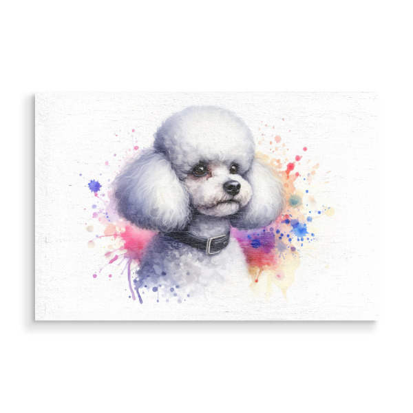 Holzbild "Pudel in Aquarell b" artboxONE - Tiere,Abstrakt - Pudel,Hund,Aquarell,Kunst,Malerei,Haustier,Pinselstriche,Weich