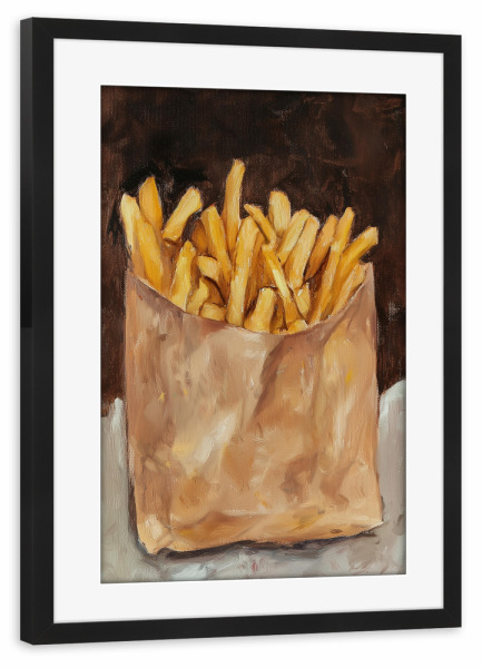 Poster mit Rahmen schwarz "Stillleben mit Pommes Frites" artboxONE - Natur,Abstrakt,Essen & Trinken / Obst & Gemüse