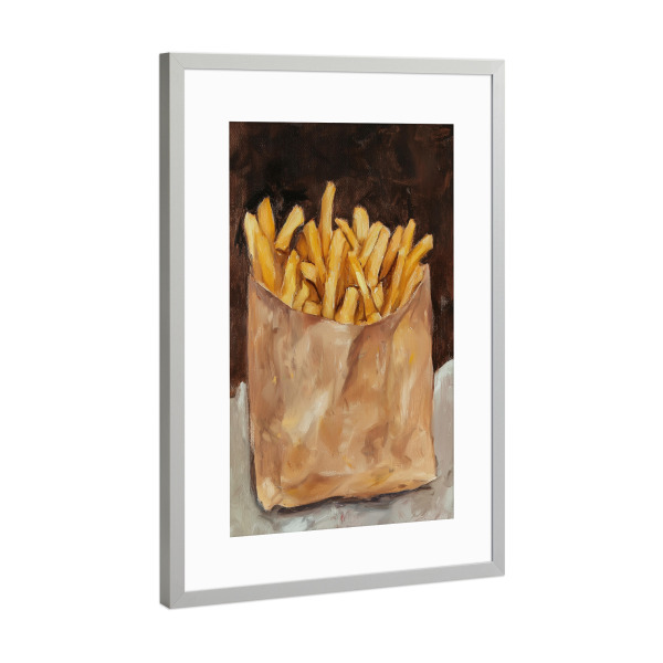 Poster mit Rahmen Silber "Stillleben mit Pommes Frites" artboxONE - Natur,Abstrakt,Essen & Trinken / Obst & Gemüse