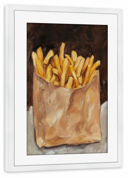 Poster mit Rahmen weiß "Stillleben mit Pommes Frites" artboxONE - Natur,Abstrakt,Essen & Trinken / Obst & Gemüse