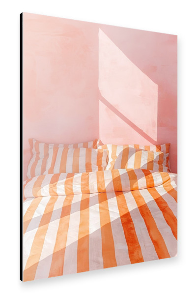 Alu-Dibond "Bettgeschichten in Orange und Rosa" 30x20 cm artboxONE