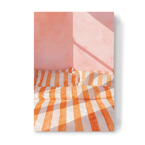 Leinwandbild "Bettgeschichten in Orange und Rosa" artboxONE - Architektur
