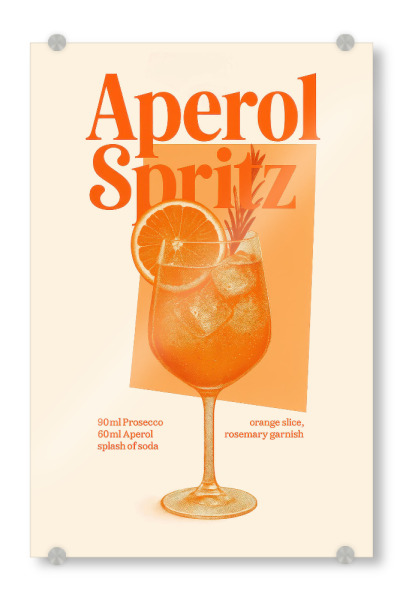 Acrylglasbild "Aperol Spritz Rezeptillustration" artboxONE - Essen & Trinken,Essen & Trinken / Alkohol