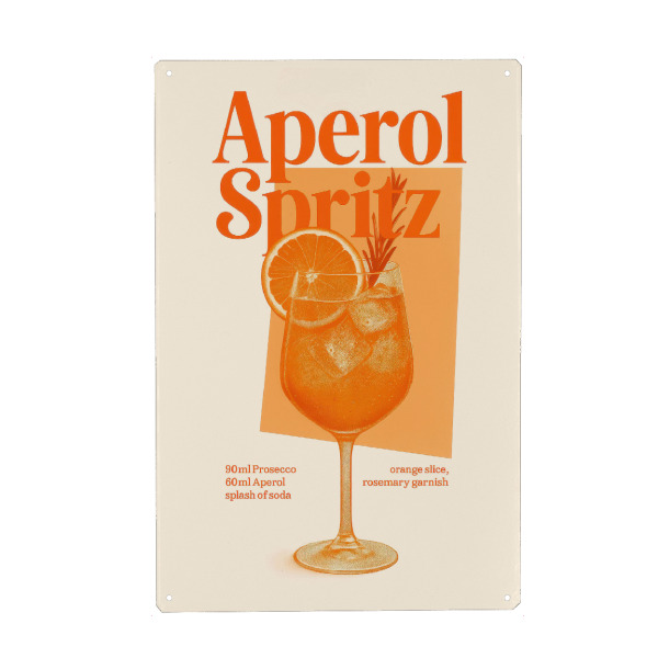 Metall Poster "Aperol Spritz Rezeptillustration" artboxONE - Essen & Trinken,Essen & Trinken / Alkohol