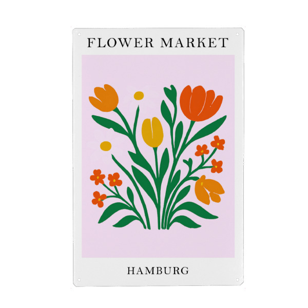 Metall Poster "Blumenmarkt Hamburger Reisen" artboxONE - Städte / Berlin,Natur,Floral