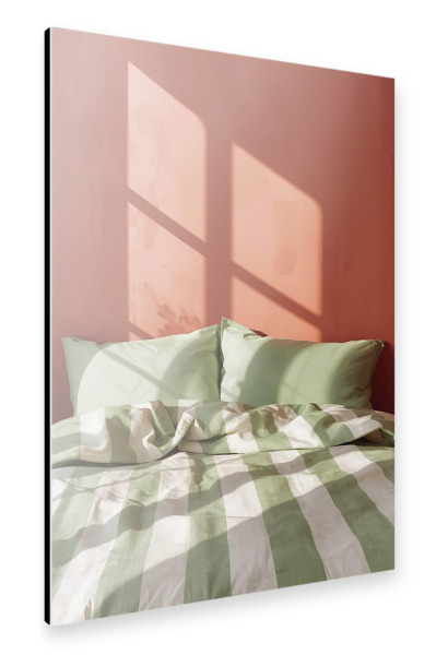 Alu-Dibond "Bettgeschichten in Rot und Grün" 75x50 cm artboxONE