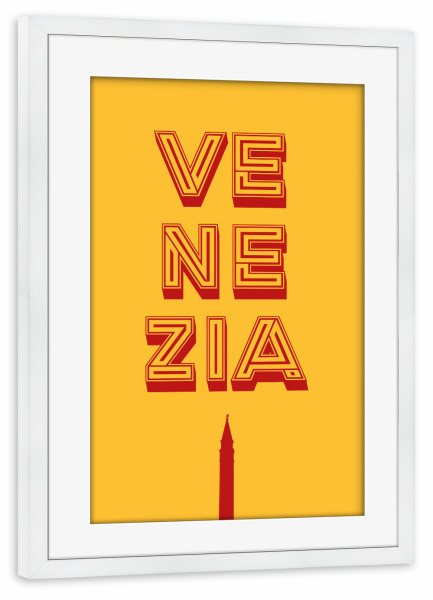 Poster mit Rahmen weiß "Venezia Typo" artboxONE - Typografie,Städte / Venedig
