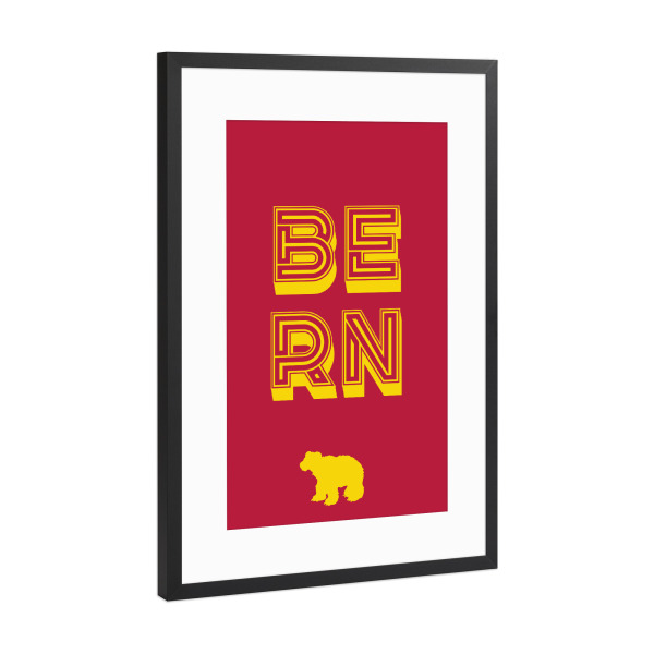 Poster mit Rahmen Schwarz (Metallic) "Bern Typo" artboxONE - Städte,Typografie,Städte / Weitere