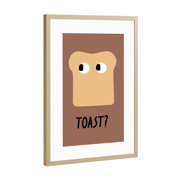 Poster mit Rahmen Gold "TOAST" artboxONE - Typografie,Lustig