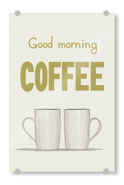 Acrylglasbild "Guten-Morgen-Kaffee hellgrün" artboxONE - Typografie,Natur,Essen & Trinken