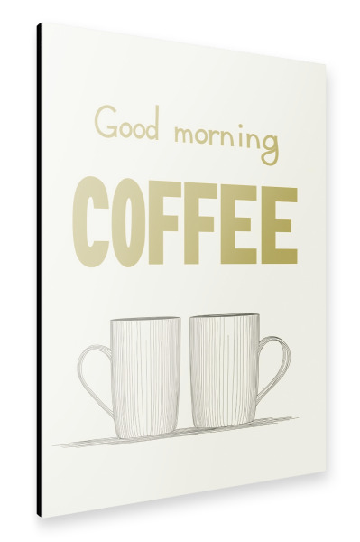 Alu-Dibond "Guten-Morgen-Kaffee hellgrün" 30x20 cm artboxONE