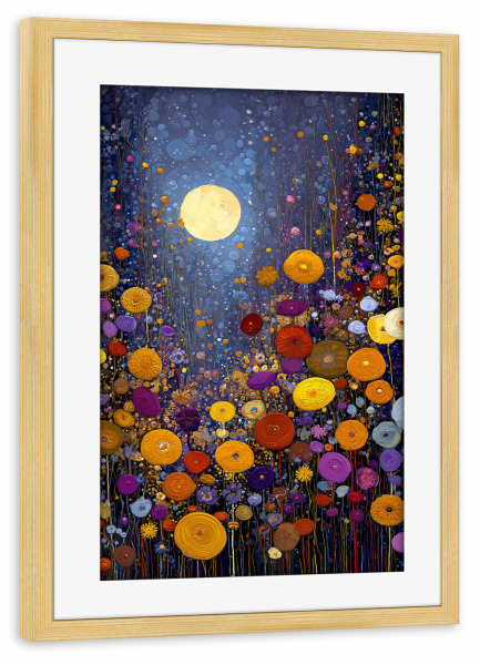 Poster mit Rahmen kiefer "Blumen Nacht E, Klimt (matart)" artboxONE - Natur,Floral,Abstrakt