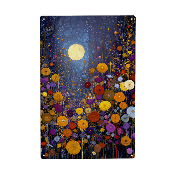Metall Poster "Blumen Nacht E, Klimt (matart)" artboxONE - Natur,Floral,Abstrakt