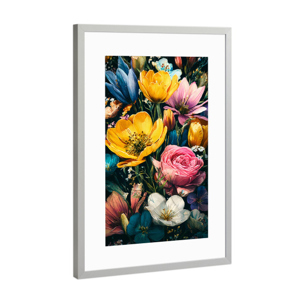 Poster mit Rahmen Silber "Gartenblumen C (matart)" artboxONE - Natur,Floral - Blumen,Garten,Natur,Modern,Kunst