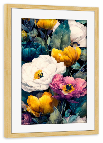 Poster mit Rahmen kiefer "Gartenblumen J (matart)" artboxONE - Natur,Floral - Blumen,Garten,Natur,Modern,Kunst