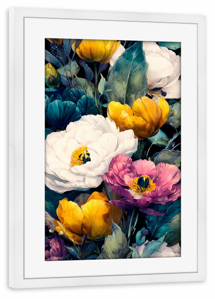 Poster mit Rahmen weiß "Gartenblumen J (matart)" artboxONE - Natur,Floral - Blumen,Garten,Natur,Modern,Kunst