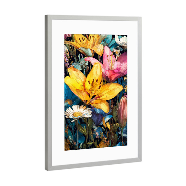 Poster mit Rahmen Silber "Gartenblumen K (matart)" artboxONE - Natur,Floral - Blumen,Garten,Natur,Modern,Kunst