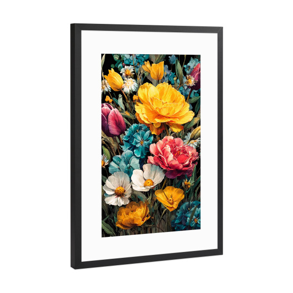 Poster mit Rahmen Schwarz (Metallic) "Gartenblumen M (matart)" artboxONE - Natur - Blumen,Garten,Natur,Modern,Kunst