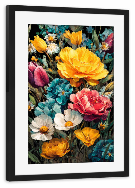 Poster mit Rahmen schwarz "Gartenblumen M (matart)" artboxONE - Natur - Blumen,Garten,Natur,Modern,Kunst