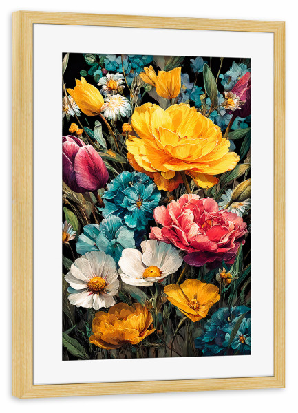 Poster mit Rahmen kiefer "Gartenblumen M (matart)" artboxONE - Natur - Blumen,Garten,Natur,Modern,Kunst
