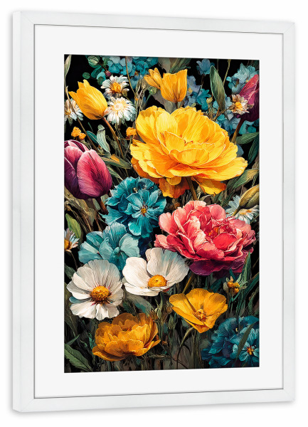 Poster mit Rahmen weiß "Gartenblumen M (matart)" artboxONE - Natur - Blumen,Garten,Natur,Modern,Kunst