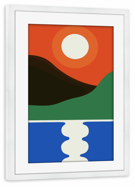 Poster mit Rahmen weiß "Sunset Over Water" artboxONE - Abstrakt