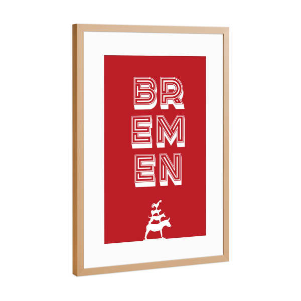 Poster mit Rahmen Kupfer "Bremen, Typo" artboxONE - Städte,Typografie,Städte / Weitere