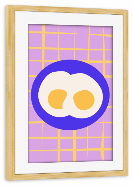 Poster mit Rahmen kiefer "Eggs on the plate" artboxONE - Essen & Trinken