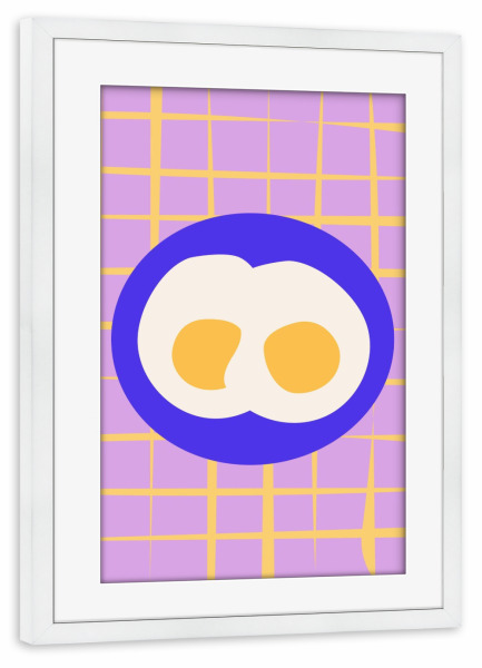 Poster mit Rahmen weiß "Eggs on the plate" artboxONE - Essen & Trinken