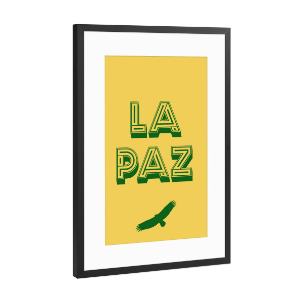 Poster mit Rahmen Schwarz (Metallic) "La Paz Typo" artboxONE - Städte,Typografie,Städte / Weitere