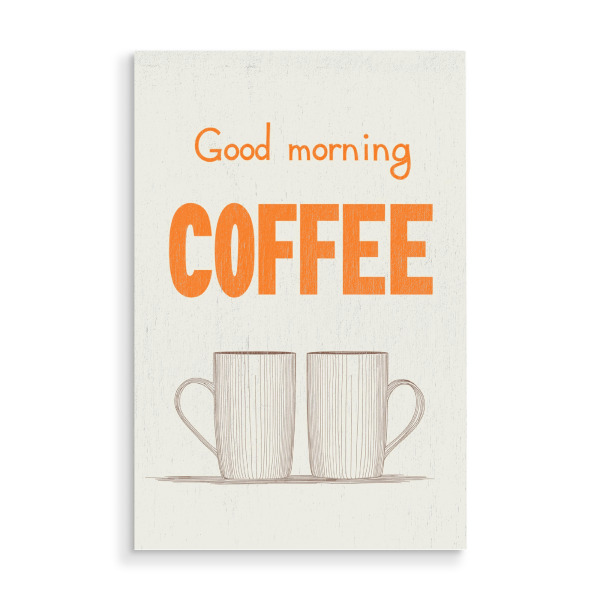 Holzbild "Guten-Morgen-Kaffee orange" artboxONE - Typografie,Natur,Essen & Trinken