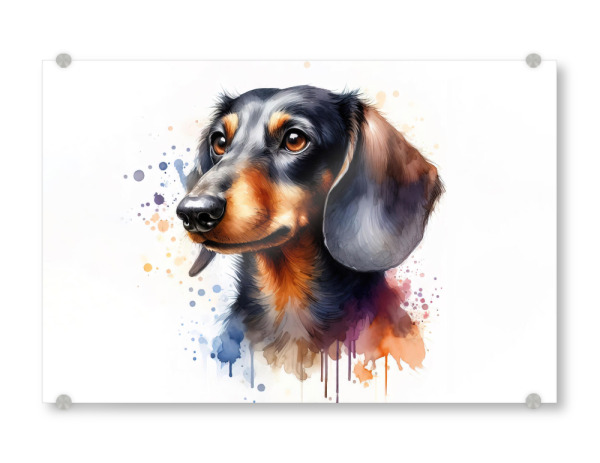 Acrylglasbild "Dachshund -Hund im Aquarell" artboxONE - Tiere,Abstrakt