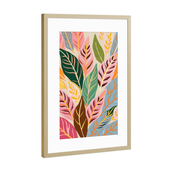 Poster mit Rahmen Gold "Pastell Botanica" artboxONE - Natur