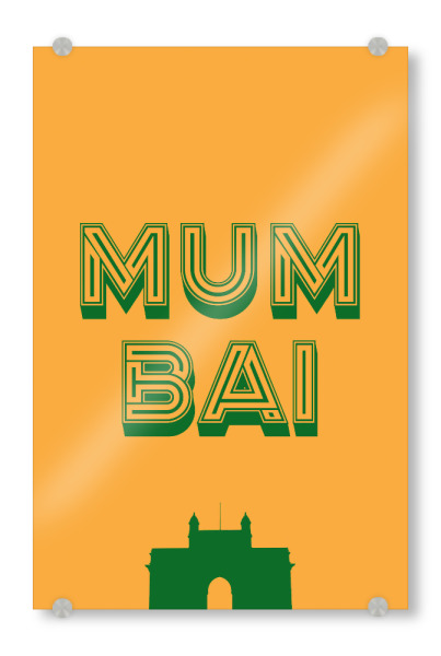 Acrylglasbild "Mumbai Typo" artboxONE - Städte,Typografie,Städte / Weitere
