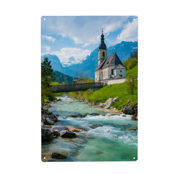 Metall Poster "Frühling in Ramsau" artboxONE - Natur,Reise - Ramsau,Berchtesgadener land,Alpen,Berge,Frühling,Bayern,Deutschland - Blechschild
