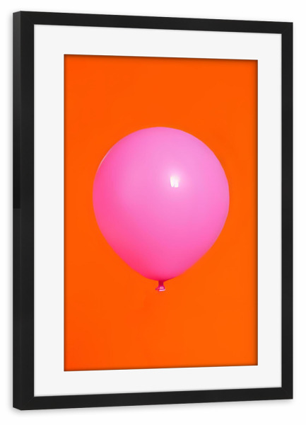 Poster mit Rahmen schwarz "Pink ballon loves orange" artboxONE - Für Kinder,Fiktion