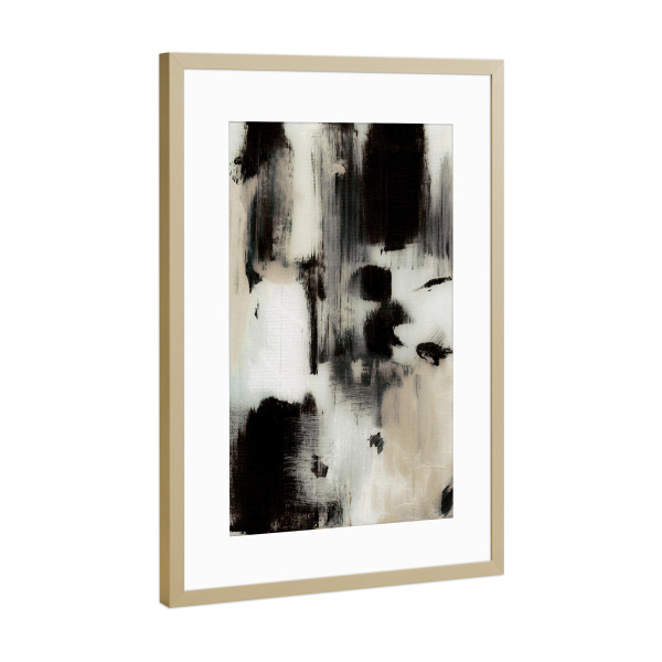 Poster mit Rahmen Gold "Ein weiterer Bergahnen" artboxONE - Abstrakt - Pinselstriche,Neutral,Abstrakt,Malerei