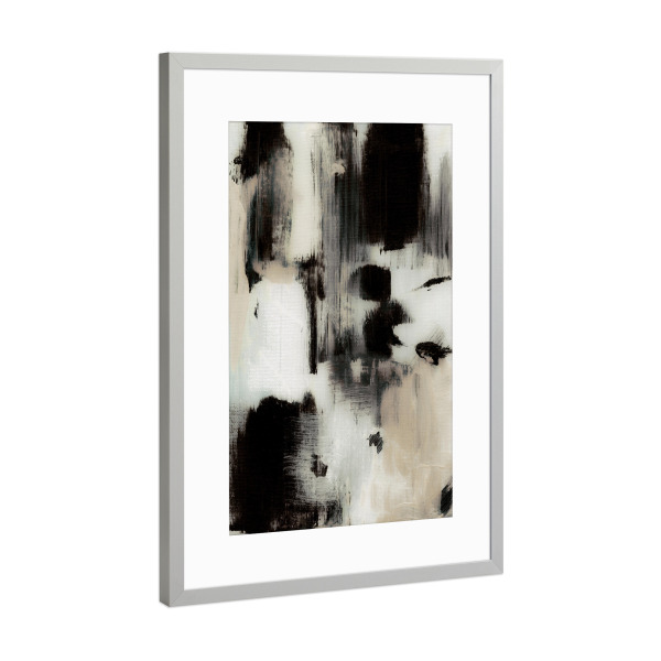 Poster mit Rahmen Silber "Ein weiterer Bergahnen" artboxONE - Abstrakt - Pinselstriche,Neutral,Abstrakt,Malerei