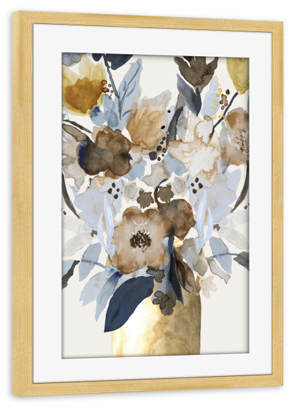 Poster mit Rahmen kiefer "Mehr wilde Blüten" artboxONE - Floral,Abstrakt - Blumen,Neutral,Blues,Floral