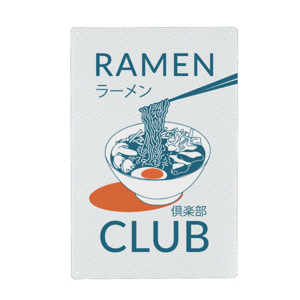 Metall Poster "Ramen Club Illustration" artboxONE - Typografie,Essen & Trinken
