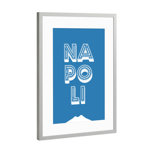 Poster mit Rahmen Silber "Napoli Typo" artboxONE - Städte,Typografie,Städte / Weitere