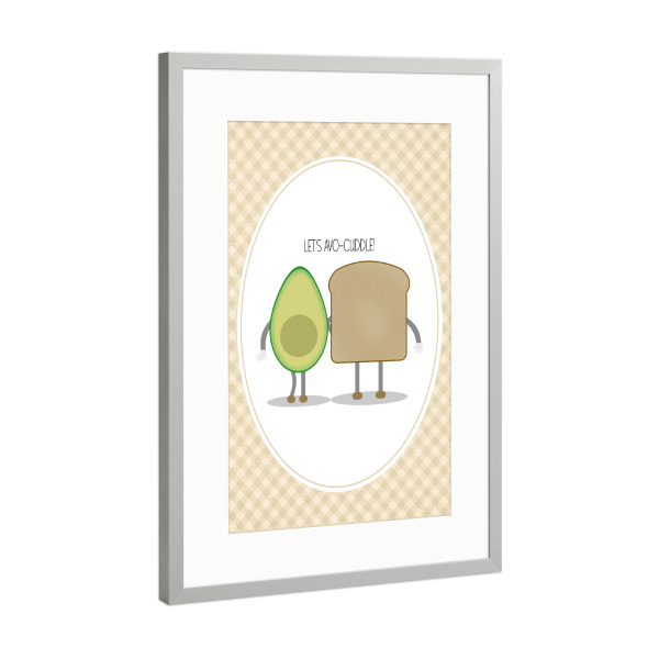Poster mit Rahmen Silber "Frühstücks Duo Avocado Toast" artboxONE - Typografie,Essen & Trinken,Liebe - Avocado,Toast,Kuschel,Paar,Frühstück