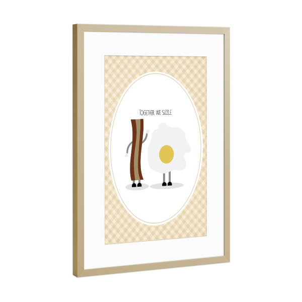 Poster mit Rahmen Gold "Frühstücks Duos Speck und Eier" artboxONE - Typografie,Essen & Trinken,Liebe - Speck,Eier,Frühstück