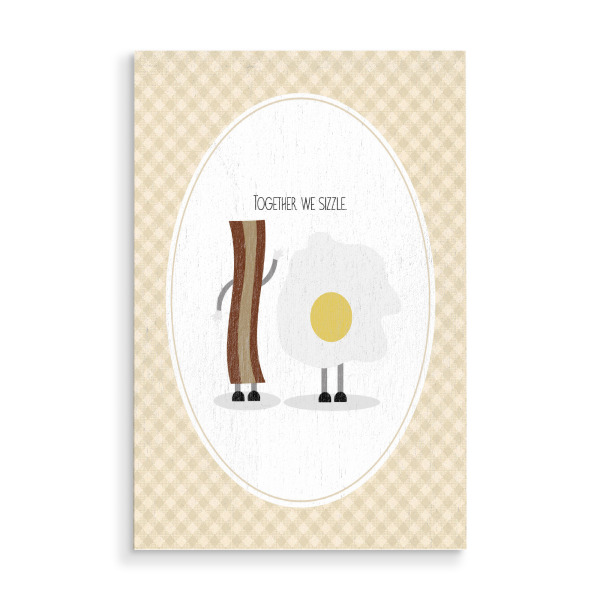 Holzbild "Frühstücks Duos Speck und Eier" artboxONE - Typografie,Essen & Trinken,Liebe - Speck,Eier,Frühstück