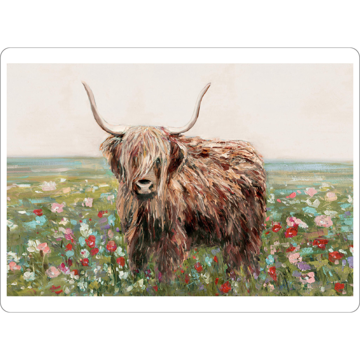 Tischset "Hochlandkuh im Blumenfeld" artboxONE - Floral,Tiere - Kuh,Hochlandkuh,Blumen,Tier - Bild kuh