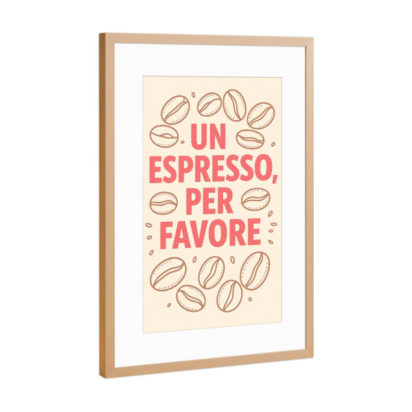 Poster mit Rahmen Kupfer "UN -Espresso pro Liebling c" artboxONE - Typografie,Essen & Trinken