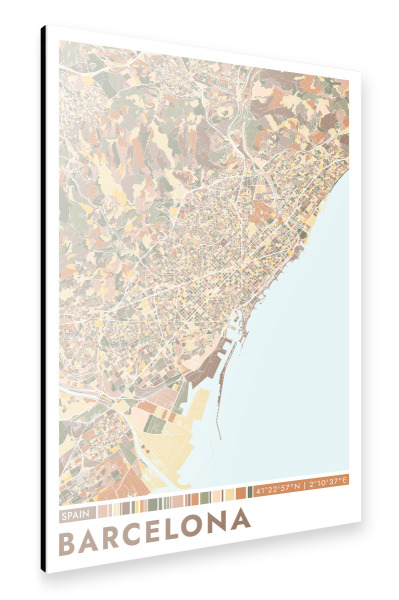 Alu-Dibond "Barcelona City Color" 75x50 cm artboxONE