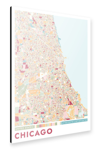 Alu-Dibond "City Chicago Color Map" 30x20 cm artboxONE