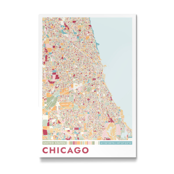 Galerie-Print "City Chicago Color Map" 75x50 cm artboxONE